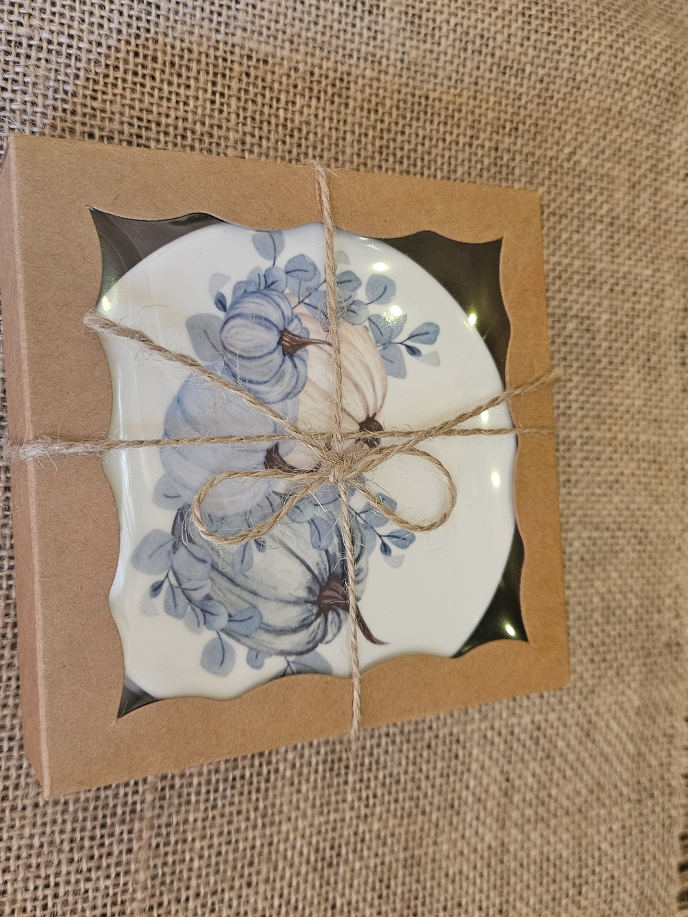 Blue Pumpkin Decorative Ceramic Coaster - Home Art